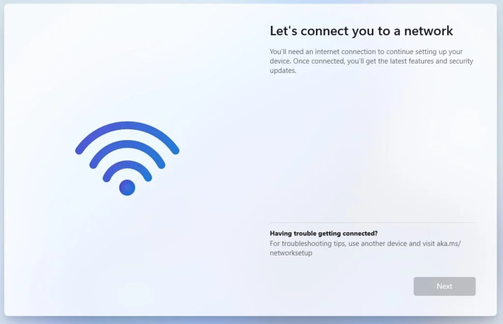 Install Windows 11 Without Microsoft Account Let’s connect you to a network