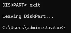 DiskPart exit command